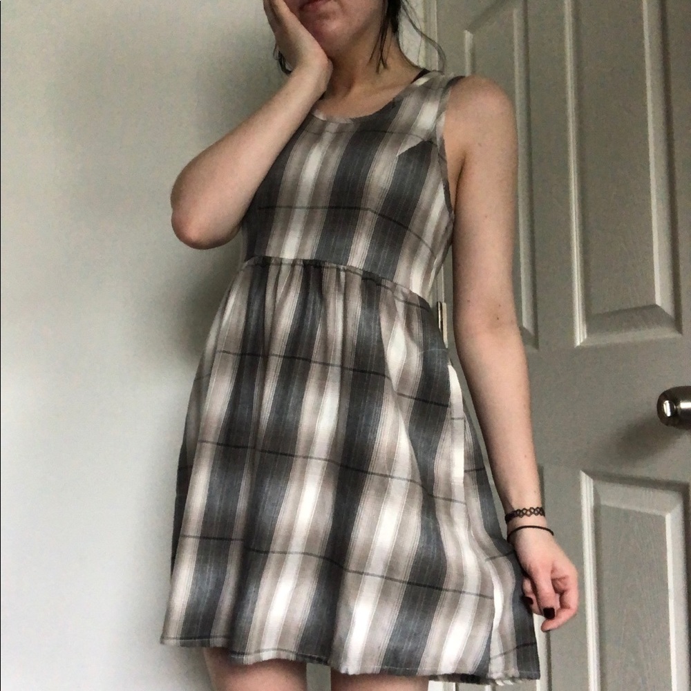 Plaid print baby doll dress